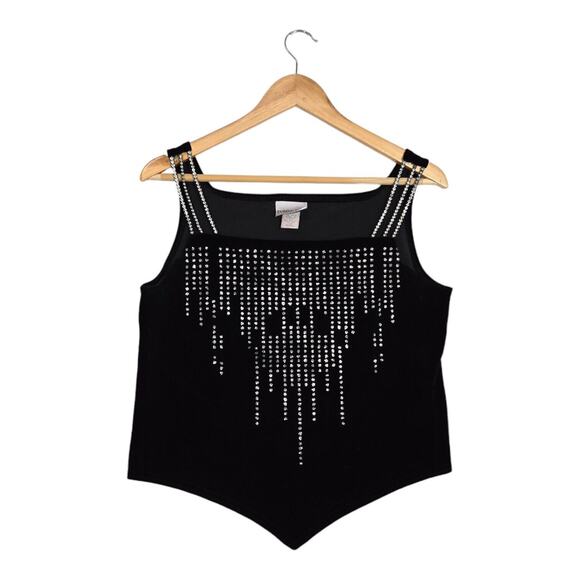 Vtg 90s Velvet Crop Top Sz 12 Black Rhinestone Straps Evening Formal Whimsigoth - Picture 1 of 11
